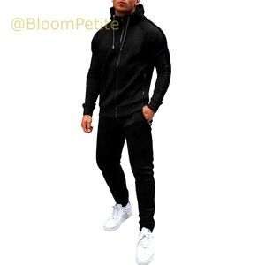 Full Zip Hoodie Tracksuit with Zipper Pockets Running Jogging Sweatsuit